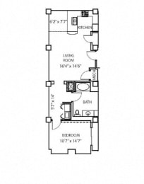 1 bed, 1 bath, 880 sqft, $1,640