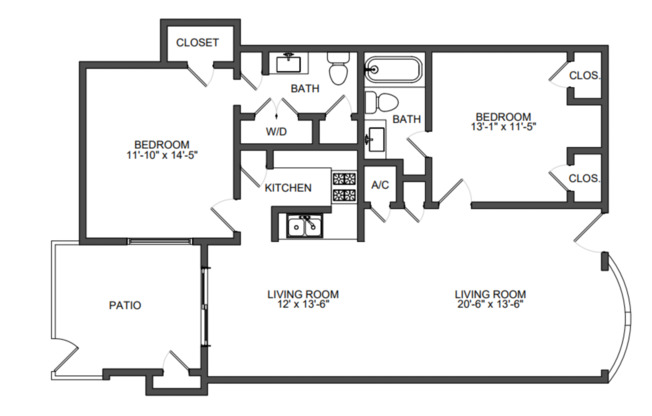 2 beds, 2 baths, 1,093 sqft, $1,695
