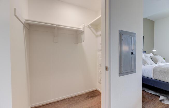 a view of a shower in a small room