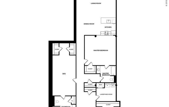 1 bed, 2 baths, 1,537 sqft, $2,574