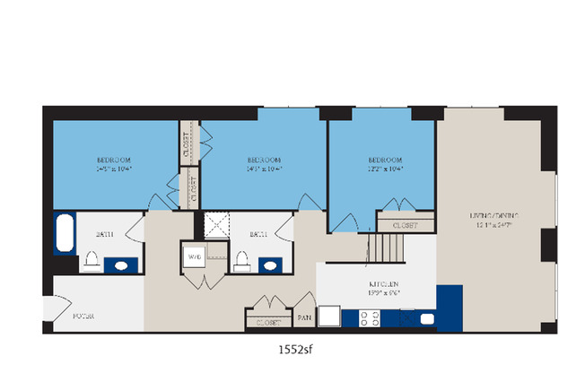 3 beds, 2 baths, 1,552 sqft, $2,020, Unit S205