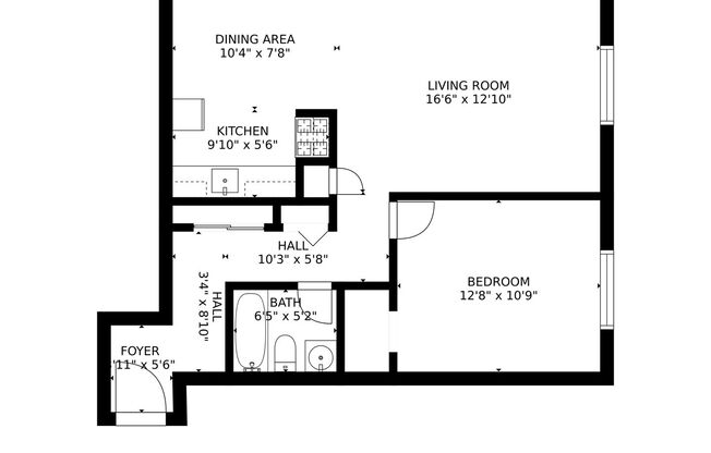 1 bed, 1 bath, 550 sqft, $900, Unit 109