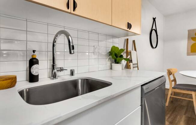 a kitchen with a sink and a dishwasher