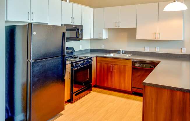 Kitchen at Mass Mills Apartments Lowell