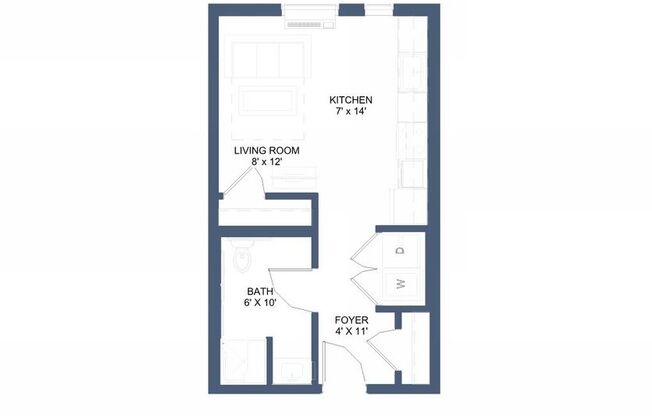 Studio, 1 bath, 408 sqft, $1,099, Unit 203