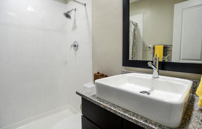 Custom Framed Bathroom Mirrors at Mesh Properties, Austin