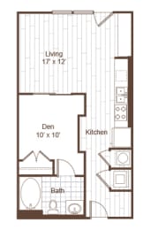 Studio, 1 bath, 576 sqft, $1,779