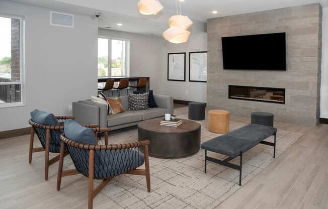 Lobby lounge at UPII at Urban Park I and II Apartments, St Louis Park, MN