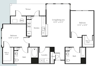 2 beds, 2 baths, 1,121 sqft, $3,017