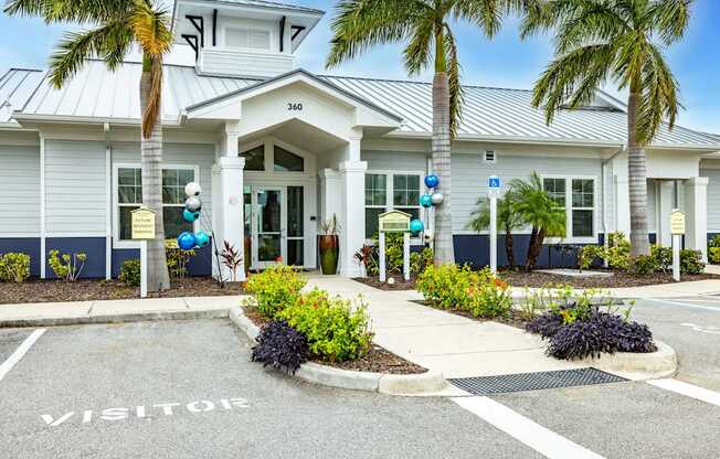 A building with the number 360 on it and a sign that says