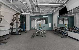 fitness center at The Vanguard apartments