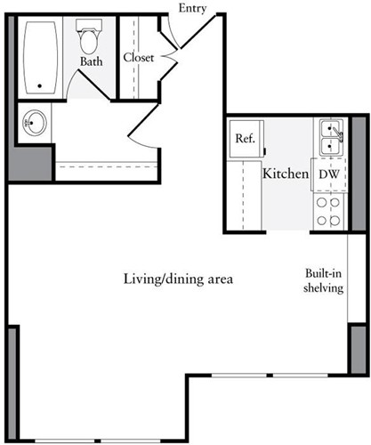 Studio, 1 bath, 411 sqft, $2,159