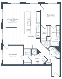 2 beds, 2 baths, 1,296 sqft, $2,930