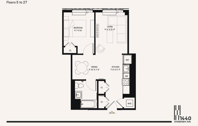 1 bed, 1 bath, $3,825, Unit 1707