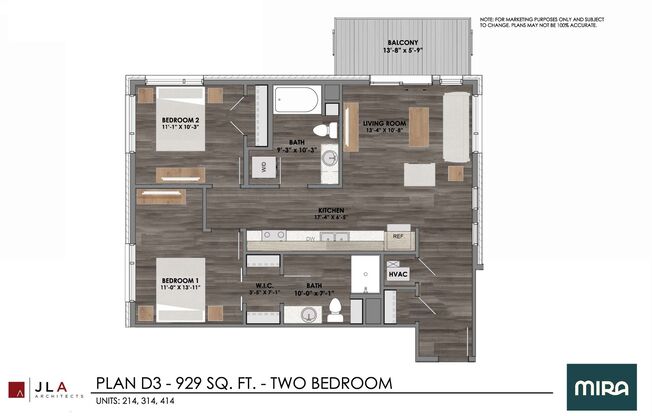 2 beds, 1 bath, 929 sqft, $1,975, Unit #214