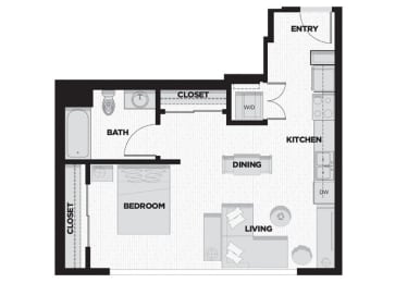 Studio, 1 bath, 557 sqft, $2,688