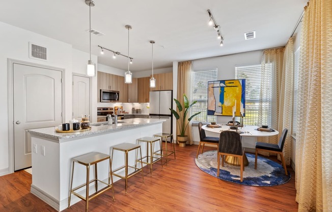 Wood-Style Flooring in Kitchen , Living, Dining area