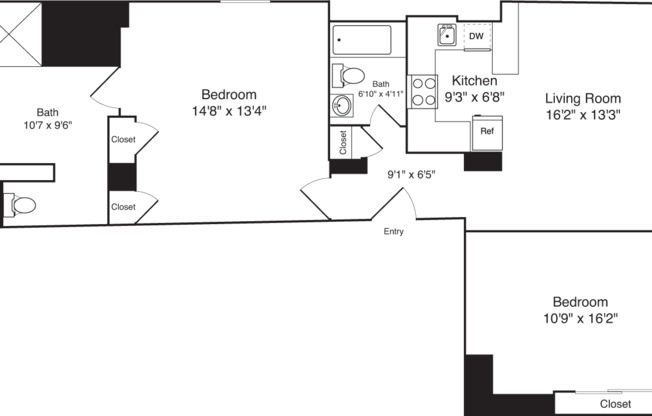 2 beds, 2 baths, 1,026 sqft, $6,392, Unit 01A