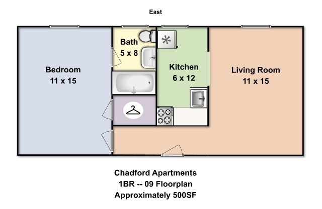 1 bed, 1 bath, 500 sqft, $1,200, Unit 209