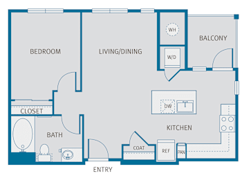 1 bed, 1 bath, 660 sqft, $1,563