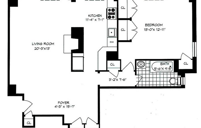 1 bed, 1 bath, 945 sqft, $7,500, Unit 19D