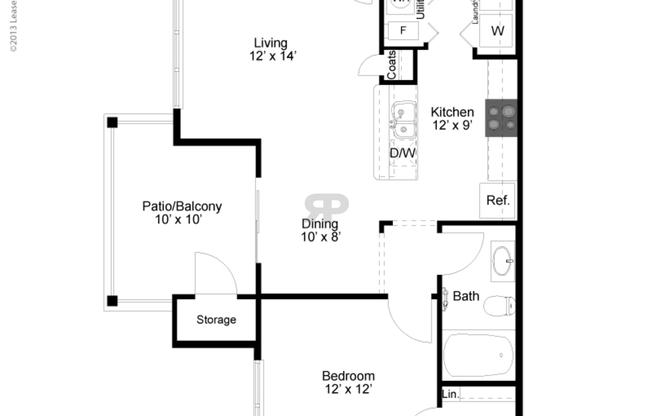 1 bed, 1 bath, 702 sqft, $1,374