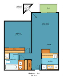 1 bed, 1 bath, 550 sqft, $1,465