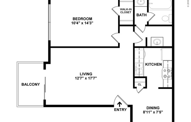 1 bed, 1 bath, 660 sqft, $1,005