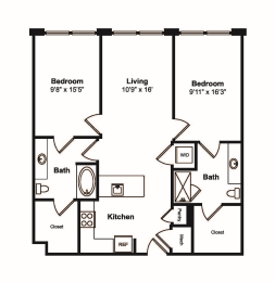 2 beds, 2 baths, 1,102 sqft, $1,909