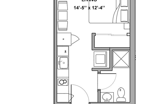 Studio, 1 bath, 395 sqft, $1,438, Unit 705