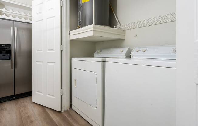 a washer and dryer in a laundry room