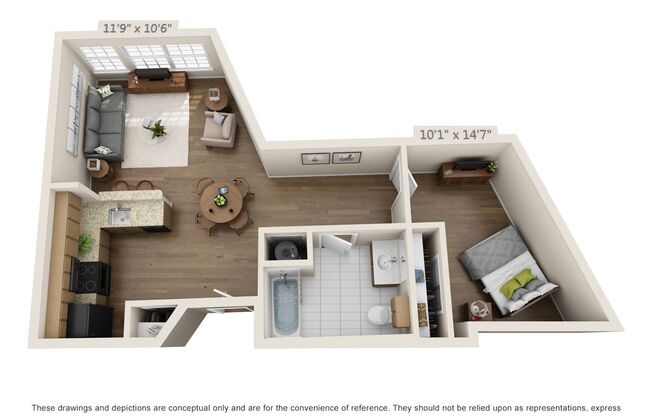 1 bed, 1 bath, 678 sqft, $1,895, Unit 424
