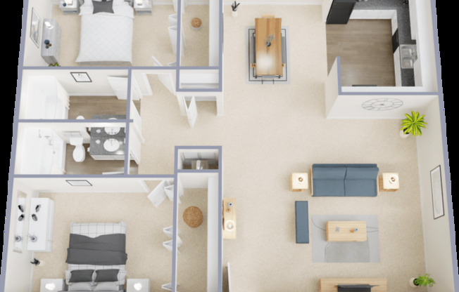 2 beds, 2 baths, 1,225 sqft, $1,700