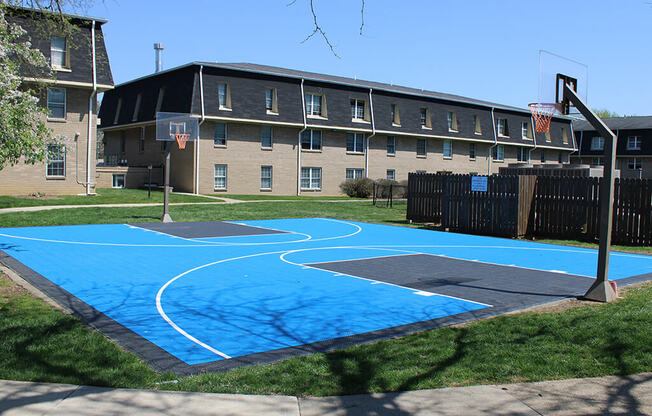 Apartment community with basketball court
