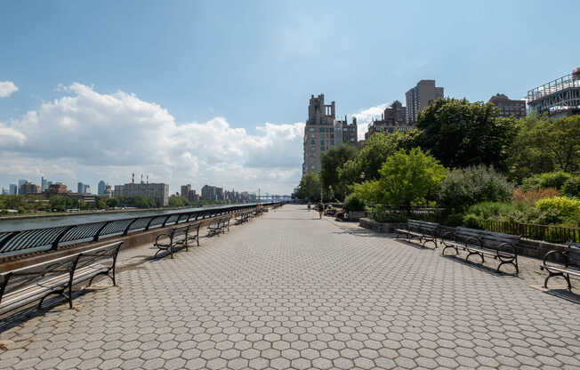 Escape the bustling city on the East River Promenade.