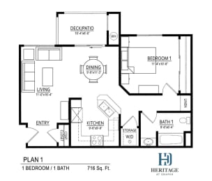 1 bed, 1 bath, 716 sqft, $1,443