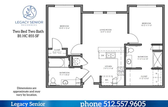 2 beds, 2 baths, 855 sqft, $1,314, Unit 108