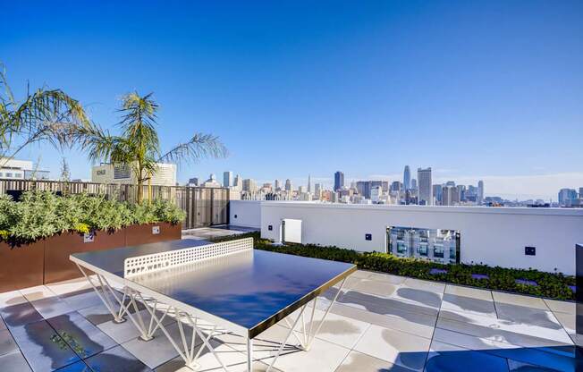 Ping-Pong table on roof deck at Vance in San Francisco, CA.