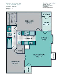 1 bed, 1 bath, 842 sqft, $1,410