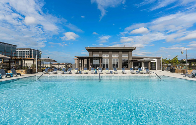 Community Pool Pavilion on Sunny Day