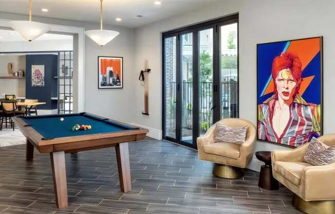 Broadstone Upper Westside Community Entertainment Game Room with Billiards