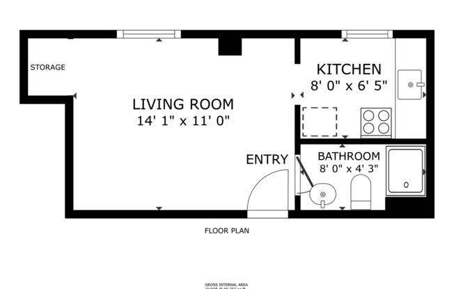 Studio, 1 bath, 257 sqft, $1,395, Unit #112