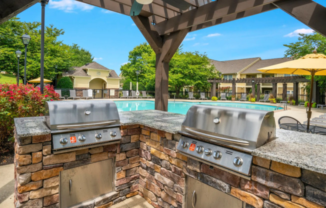 Grilling area by pool