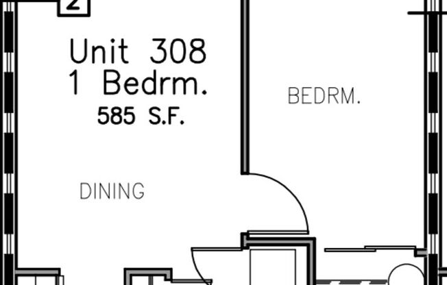 1 bed, 1 bath, 585 sqft, $1,650, Unit 308