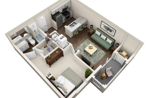 1 bed, 1 bath, 669 sqft, $1,264