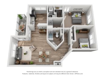 2 beds, 2 baths, 1,000 sqft, $2,240