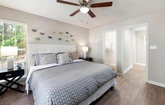 Spacious Bedroom with Ceiling Fan