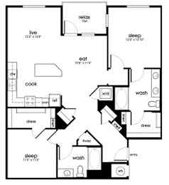 2 beds, 2 baths, 1,281 sqft, $3,979