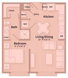 Studio, 1 bath, 572 sqft, $1,699