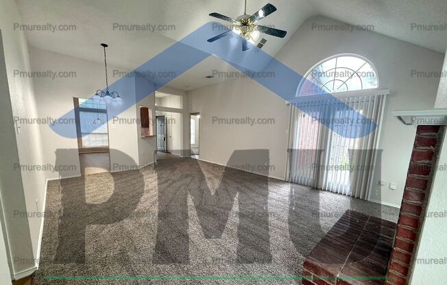 AVAILABLE NOW!!! Roomy 3BR 2BA home with large living/dining room with fireplace